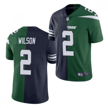 Men's New York Jets #2 Zach Wilson 2021 Green/Navy Split Stitched NFL Jersey Men's New York Jets #2 Zach Wilson 2021 Green/Navy Split Stitched NFL Jersey