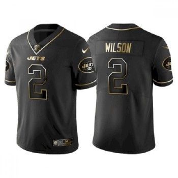 Men's New York Jets #2 Zach Wilson Black Golden Edition Stitched Jersey Men's New York Jets #2 Zach Wilson Black Golden Edition Stitched Jersey