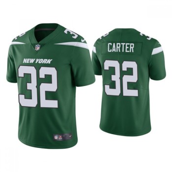 Men's New York Jets #32 Michael Carter 2021 Green Vapor Untouchable Limited Stitched Jersey Men's New York Jets #32 Michael Carter 2021 Green Vapor Untouchable Limited Stitched Jersey