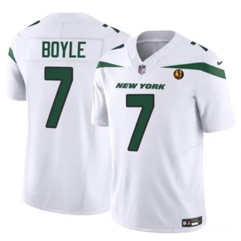 Men's New York Jets #7 Tim Boyle White 2023 F.U.S.E. With John Madden Patch Vapor Limited Stitched Football Jersey Men's New York Jets #7 Tim Boyle White 2023 F.U.S.E. With John Madden Patch Vapor Limited Stitched Football Jersey