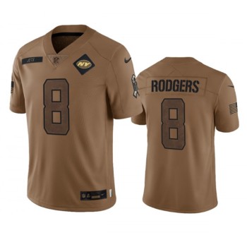 Men's New York Jets #8 Aaron Rodgers 2023 Brown Salute To Service Limited Stitched Football Jersey Men's New York Jets #8 Aaron Rodgers 2023 Brown Salute To Service Limited Stitched Football Jersey