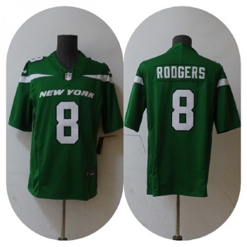 Men's New York Jets #8 Aaron Rodgers 2023 F.U.S.E. Green Vapor Untouchable Limited Stitched Jersey Men's New York Jets #8 Aaron Rodgers 2023 F.U.S.E. Green Vapor Untouchable Limited Stitched Jersey