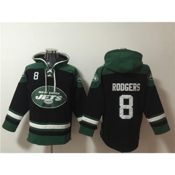 Men's New York Jets #8 Aaron Rodgers Black Ageless Must-Have Lace-Up Pullover Hoodie Men's New York Jets #8 Aaron Rodgers Black Ageless Must-Have Lace-Up Pullover Hoodie