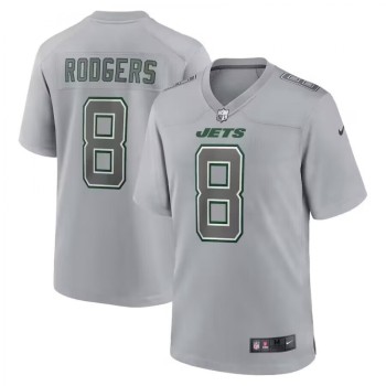 Men's New York Jets #8 Aaron Rodgers Grey Atmosphere Fashion Stitched Jersey Men's New York Jets #8 Aaron Rodgers Grey Atmosphere Fashion Stitched Jersey