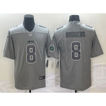 Men's New York Jets #8 Aaron Rodgers Grey With Patch Stitched Jersey Men's New York Jets #8 Aaron Rodgers Grey With Patch Stitched Jersey