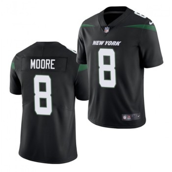 Men's New York Jets #8 Elijah Moore 2021 Black Vapor Untouchable Limited Stitched Jersey Men's New York Jets #8 Elijah Moore 2021 Black Vapor Untouchable Limited Stitched Jersey