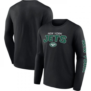 Men's New York Jets Black Go the Distance Long Sleeve T-Shirt Men's New York Jets Black Go the Distance Long Sleeve T-Shirt