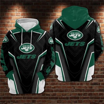 Men's New York Jets Black/Green 3D All Over Print Pullover Hoodie Men's New York Jets Black/Green 3D All Over Print Pullover Hoodie
