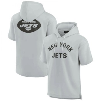 Men's New York Jets Gray Super Soft Fleece Short Sleeve Hoodie Men's New York Jets Gray Super Soft Fleece Short Sleeve Hoodie