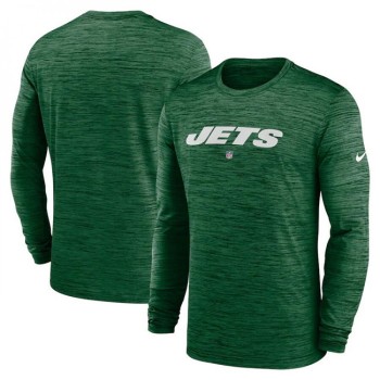 Men's New York Jets Green Sideline Team Velocity Performance Long Sleeve T-Shirt Men's New York Jets Green Sideline Team Velocity Performance Long Sleeve T-Shirt