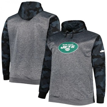 Men's New York Jets Heather Charcoal Big & Tall Camo Pullover Hoodie Men's New York Jets Heather Charcoal Big & Tall Camo Pullover Hoodie