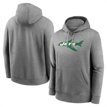 Men's New York Jets Heather Gray Primary Logo Long Sleeve Hoodie T-Shirt Men's New York Jets Heather Gray Primary Logo Long Sleeve Hoodie T-Shirt