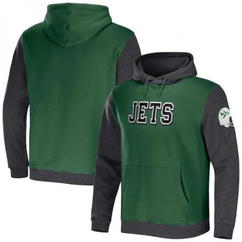 Men's New York Jets x Darius Rucker Collection Green/Heather Charcoal Colorblock Pullover Hoodie Men's New York Jets x Darius Rucker Collection Green/Heather Charcoal Colorblock Pullover Hoodie