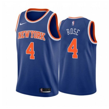 Men's New York Knicks #4 Derrick Rose Blue Stitched Jersey