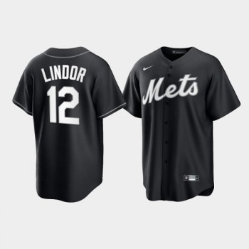 Men's New York Mets #12 Francisco Lindor Black Cool Base Stitched Baseball Jersey Men's New York Mets #12 Francisco Lindor Black Cool Base Stitched Baseball Jersey