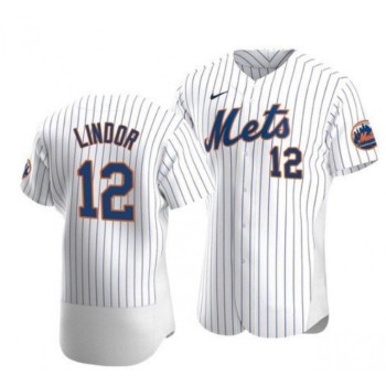 Men's New York Mets #12 Francisco Lindor White Flex Base Stitched Jersey Men's New York Mets #12 Francisco Lindor White Flex Base Stitched Jersey