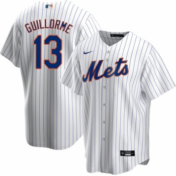 Men's New York Mets #13 Luis Guillorme White Cool Base Stitched Baseball Jersey Men's New York Mets #13 Luis Guillorme White Cool Base Stitched Baseball Jersey