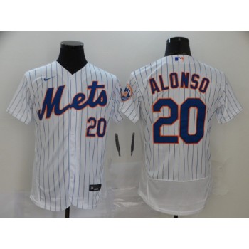 Men's New York Mets #20 Pete Alonso 2020 White Flex Base Stitched MLB Jersey Men's New York Mets #20 Pete Alonso 2020 White Flex Base Stitched MLB Jersey
