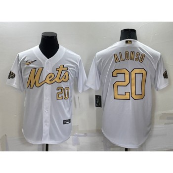 Men's New York Mets #20 Pete Alonso 2022 All-Star White Cool Base Stitched Baseball Jersey Men's New York Mets #20 Pete Alonso 2022 All-Star White Cool Base Stitched Baseball Jersey