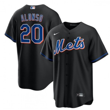 Men's New York Mets #20 Pete Alonso 2022 Black Cool Base Stitched Baseball Jersey Men's New York Mets #20 Pete Alonso 2022 Black Cool Base Stitched Baseball Jersey