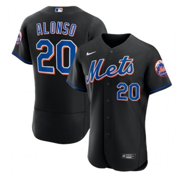 Men's New York Mets #20 Pete Alonso Black Flex Base Stitched Jersey Men's New York Mets #20 Pete Alonso Black Flex Base Stitched Jersey