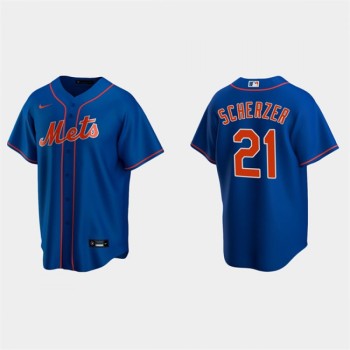 Men's New York Mets #21 Max Scherzer Royal Cool Base Stitched Baseball Jersey Men's New York Mets #21 Max Scherzer Royal Cool Base Stitched Baseball Jersey