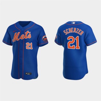 Men's New York Mets #21 Max Scherzer Royal Flex Base Stitched Jersey Men's New York Mets #21 Max Scherzer Royal Flex Base Stitched Jersey
