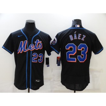 Men's New York Mets #23 Javier Baez Black Flex Base Stitched Jersey Men's New York Mets #23 Javier Baez Black Flex Base Stitched Jersey