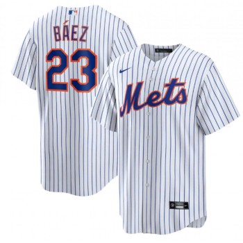 Men's New York Mets #23 Javier Baez White Cool Base Stitched Baseball Jersey Men's New York Mets #23 Javier Baez White Cool Base Stitched Baseball Jersey