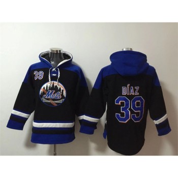 Men's New York Mets #39 Edwin Diaz Black/Blue Ageless Must-Have Lace-Up Pullover Hoodie Men's New York Mets #39 Edwin Diaz Black/Blue Ageless Must-Have Lace-Up Pullover Hoodie