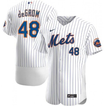 Men's New York Mets #48 Jacob deGrom 2020 White Flex Base Stitched MLB Jersey Men's New York Mets #48 Jacob deGrom 2020 White Flex Base Stitched MLB Jersey