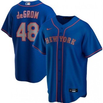 Men's New York Mets #48 Jacob deGrom New Blue Cool Base Stitched Jersey Men's New York Mets #48 Jacob deGrom New Blue Cool Base Stitched Jersey