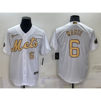 Men's New York Mets #6 Starling Marte 2022 All-Star White Cool Base Stitched Baseball Jersey Men's New York Mets #6 Starling Marte 2022 All-Star White Cool Base Stitched Baseball Jersey