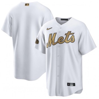 Men's New York Mets Blank 2022 All-Star White Cool Base Stitched Baseball Jersey Men's New York Mets Blank 2022 All-Star White Cool Base Stitched Baseball Jersey