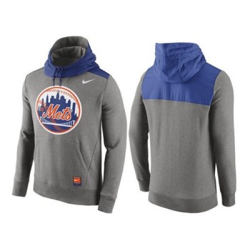 Men's New York Mets Gray Cooperstown Collection Hybrid Pullover Hoodie Men's New York Mets Gray Cooperstown Collection Hybrid Pullover Hoodie