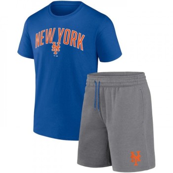 Men's New York Mets Royal/Heather Gray Arch T-Shirt & Shorts Combo Set Men's New York Mets Royal/Heather Gray Arch T-Shirt & Shorts Combo Set