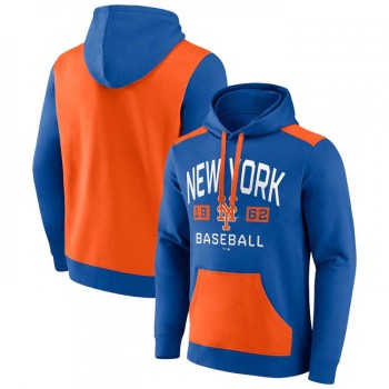 Men's New York Mets Royal/Orange Chip in Pullover Hoodie Men's New York Mets Royal/Orange Chip in Pullover Hoodie