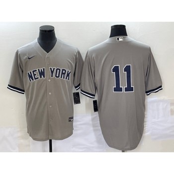 Men's New York Yankees #11 Anthony Volpe Gray Cool Base Stitched Baseball Jersey Men's New York Yankees #11 Anthony Volpe Gray Cool Base Stitched Baseball Jersey