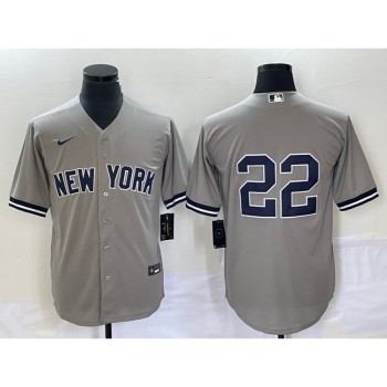 Men's New York Yankees #22 Harrison Bader Gray Cool Base Stitched Baseball Jersey Men's New York Yankees #22 Harrison Bader Gray Cool Base Stitched Baseball Jersey
