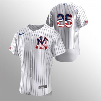 Men's New York Yankees #26 DJ LeMahieu White 2020 Stars & Stripes Flex Base Stitched Jersey Men's New York Yankees #26 DJ LeMahieu White 2020 Stars & Stripes Flex Base Stitched Jersey