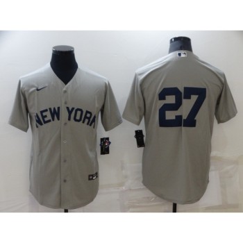 Men's New York Yankees #27 Giancarlo Stanton 2021 Grey Field of Dreams Cool Base Stitched Baseball Jersey Men's New York Yankees #27 Giancarlo Stanton 2021 Grey Field of Dreams Cool Base Stitched Baseball Jersey