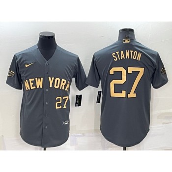 Men's New York Yankees #27 Giancarlo Stanton 2022 All-Star Charcoal Cool Base Stitched Baseball Jersey Men's New York Yankees #27 Giancarlo Stanton 2022 All-Star Charcoal Cool Base Stitched Baseball Jersey