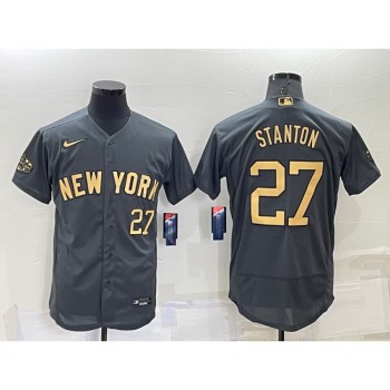 Men's New York Yankees #27 Giancarlo Stanton 2022 All-Star Charcoal Flex Base Stitched Baseball Jersey Men's New York Yankees #27 Giancarlo Stanton 2022 All-Star Charcoal Flex Base Stitched Baseball Jersey