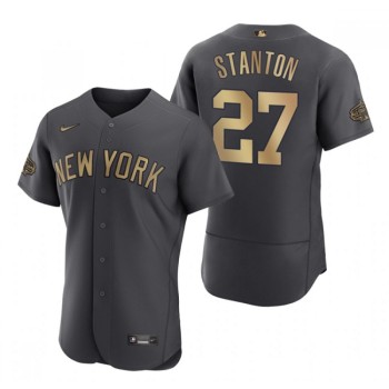 Men's New York Yankees #27 Giancarlo Stanton 2022 All-Star Charcoal Flex Base Stitched Baseball Jersey Men's New York Yankees #27 Giancarlo Stanton 2022 All-Star Charcoal Flex Base Stitched Baseball Jersey
