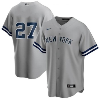 Men's New York Yankees #27 Giancarlo Stanton Grey Cool Base Stitched Baseball Jersey Men's New York Yankees #27 Giancarlo Stanton Grey Cool Base Stitched Baseball Jersey