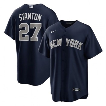 Men's New York Yankees #27 Giancarlo Stanton Navy Cool Base Stitched Baseball Jersey Men's New York Yankees #27 Giancarlo Stanton Navy Cool Base Stitched Baseball Jersey