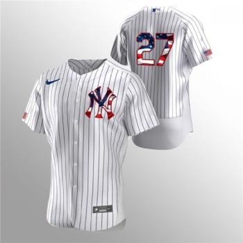 Men's New York Yankees #27 Giancarlo Stanton White 2020 Stars & Stripes Flex Base Stitched Jersey Men's New York Yankees #27 Giancarlo Stanton White 2020 Stars & Stripes Flex Base Stitched Jersey