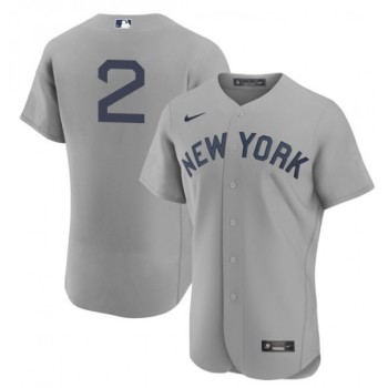 Men's New York Yankees #2 Derek Jeter 2021 Grey Field of Dreams Flex Base Stitched Baseball Jersey Men's New York Yankees #2 Derek Jeter 2021 Grey Field of Dreams Flex Base Stitched Baseball Jersey
