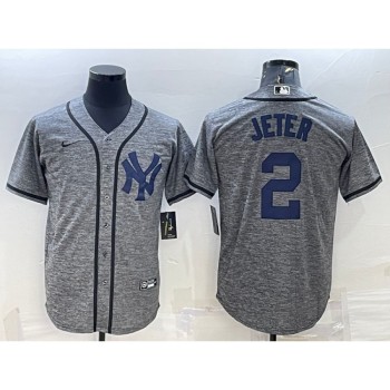 Men's New York Yankees #2 Derek Jeter Grey Cool Base Stitched Jersey Men's New York Yankees #2 Derek Jeter Grey Cool Base Stitched Jersey