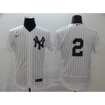 Men's New York Yankees #2 Derek Jeter White Flex Base Stitched MLB Jersey Men's New York Yankees #2 Derek Jeter White Flex Base Stitched MLB Jersey